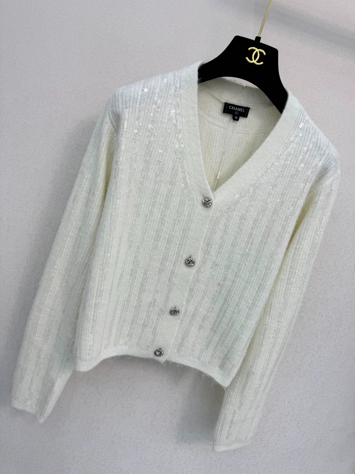 White knitted cardigan