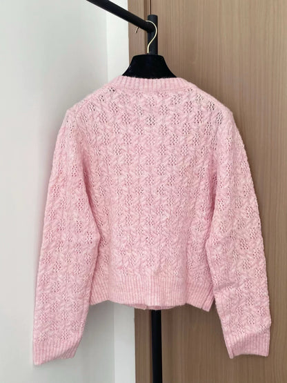 25fw Double C flower button wool cardigan