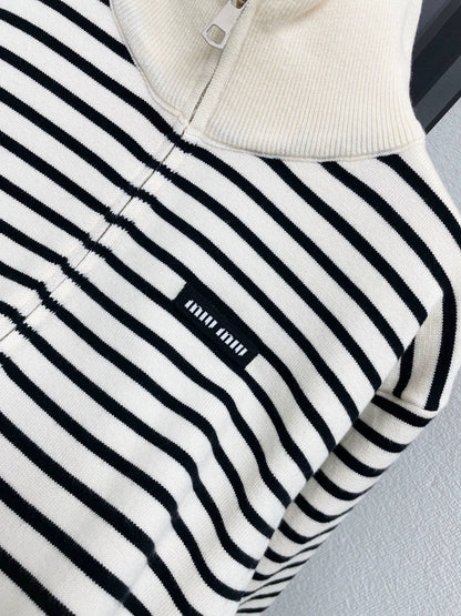 25fw Striped Half Zipper POLO