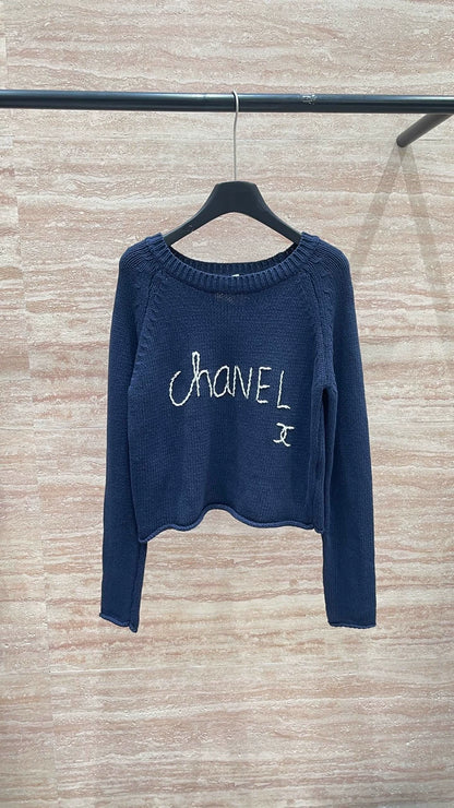 25fw Embroidered coarse knitted sweater(vintage series)