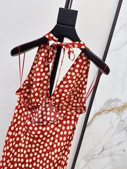 25fw Red polka dot dress