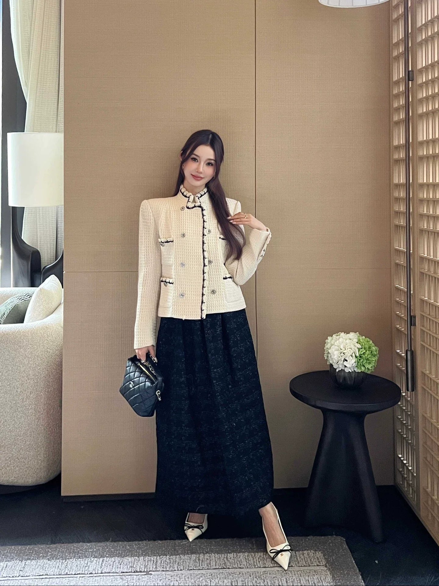 25fw Woven belt trimmed jacket