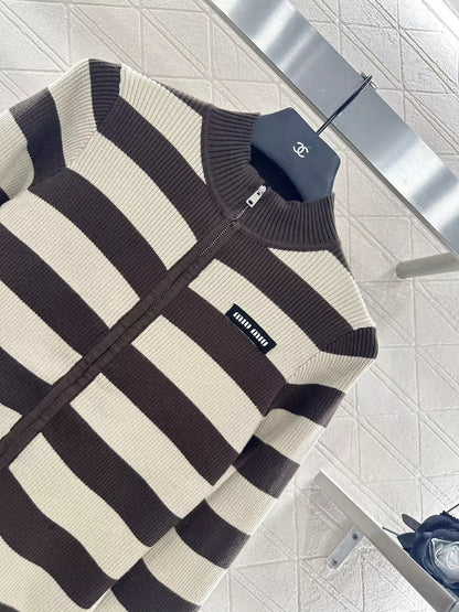 25fw Striped knitted cardigan