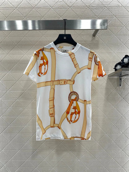 25fw Chain buckle printed T-shirt