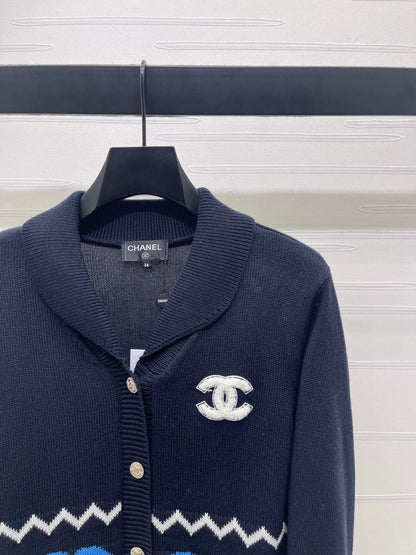 Collar Double C Knitted Cardigan