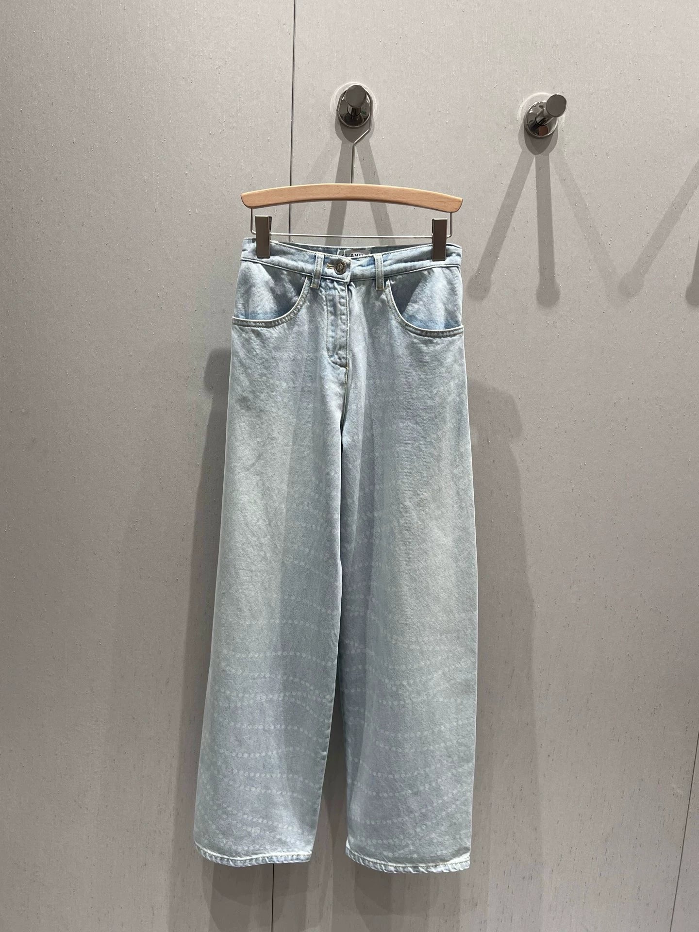 25fw Polka dot printed high waisted jeans