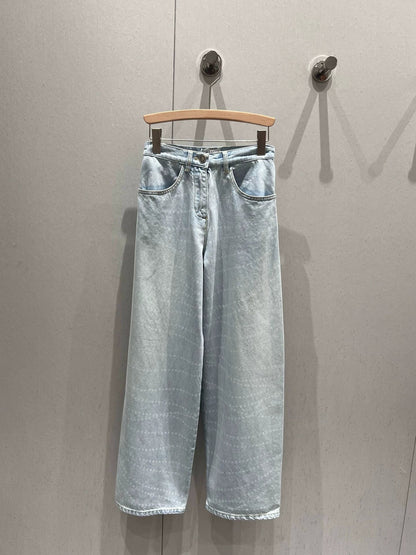 25fw Polka dot printed high waisted jeans