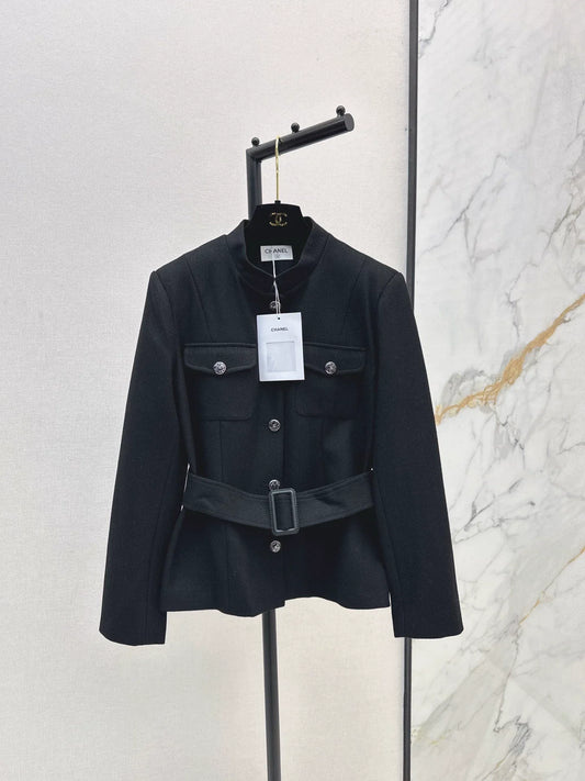 25fw Black woolen coat