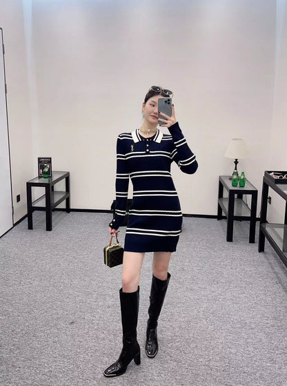 25fw Striped Knitted Dress