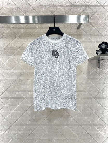 Round neck printed nail bead T-shirt