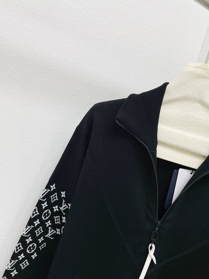 Vintage jacquard stand up collar cardigan