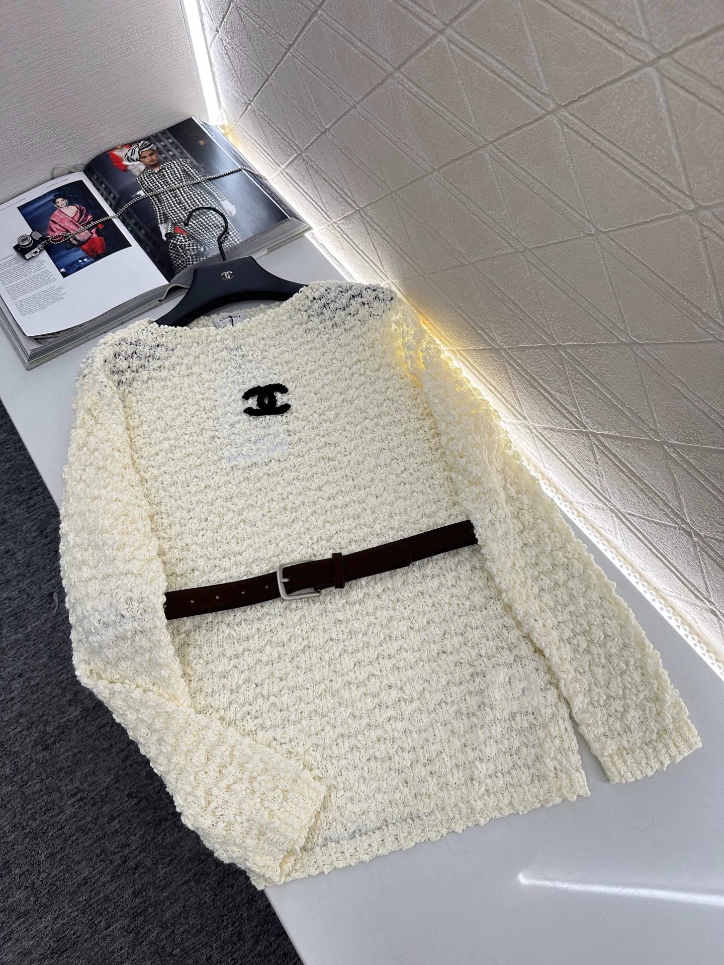 25fw Belt knitted long top