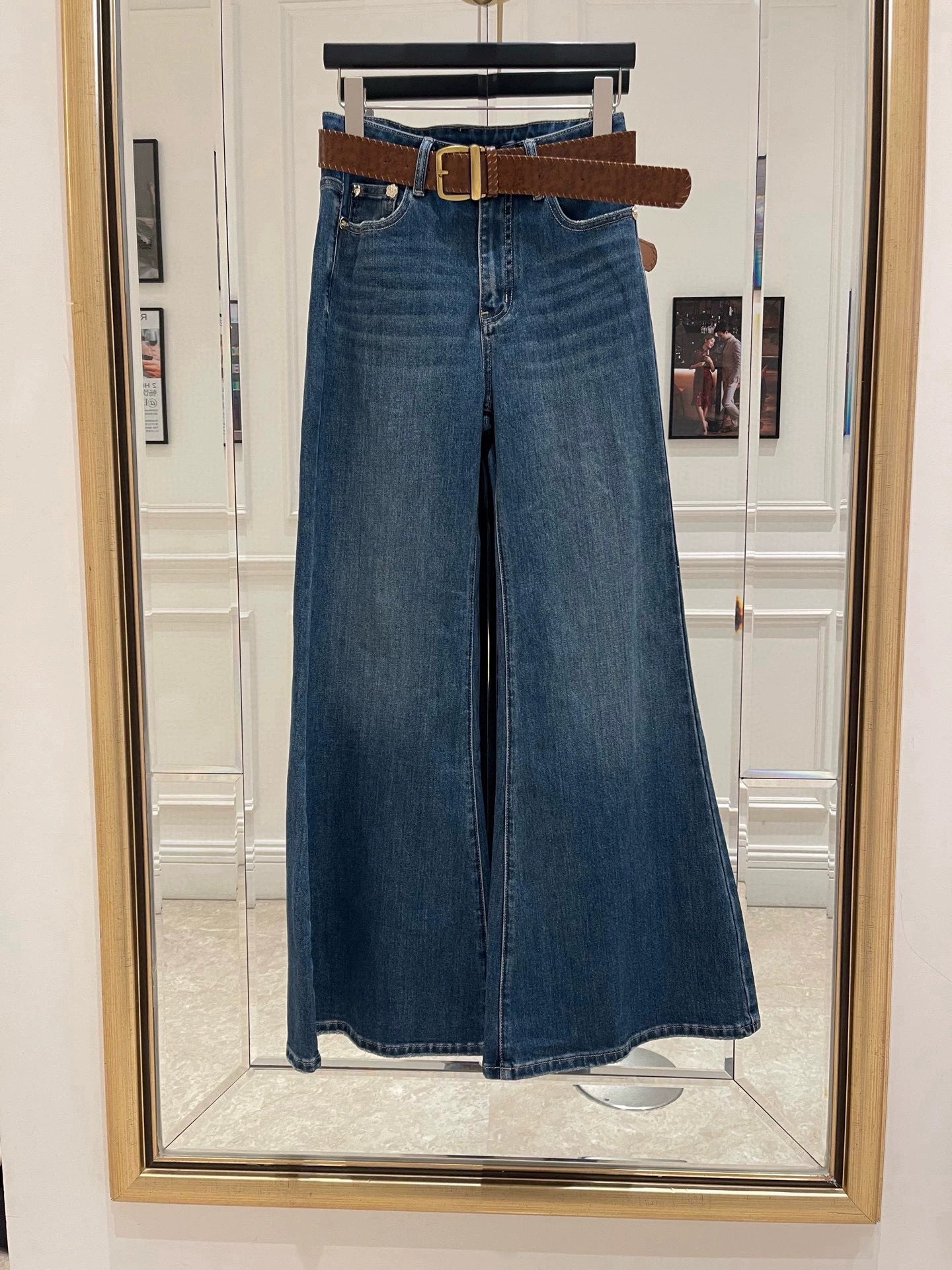 High waisted slightly flared jeans