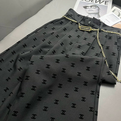 C 25 Classic Flocked Letter Wide Leg Pants