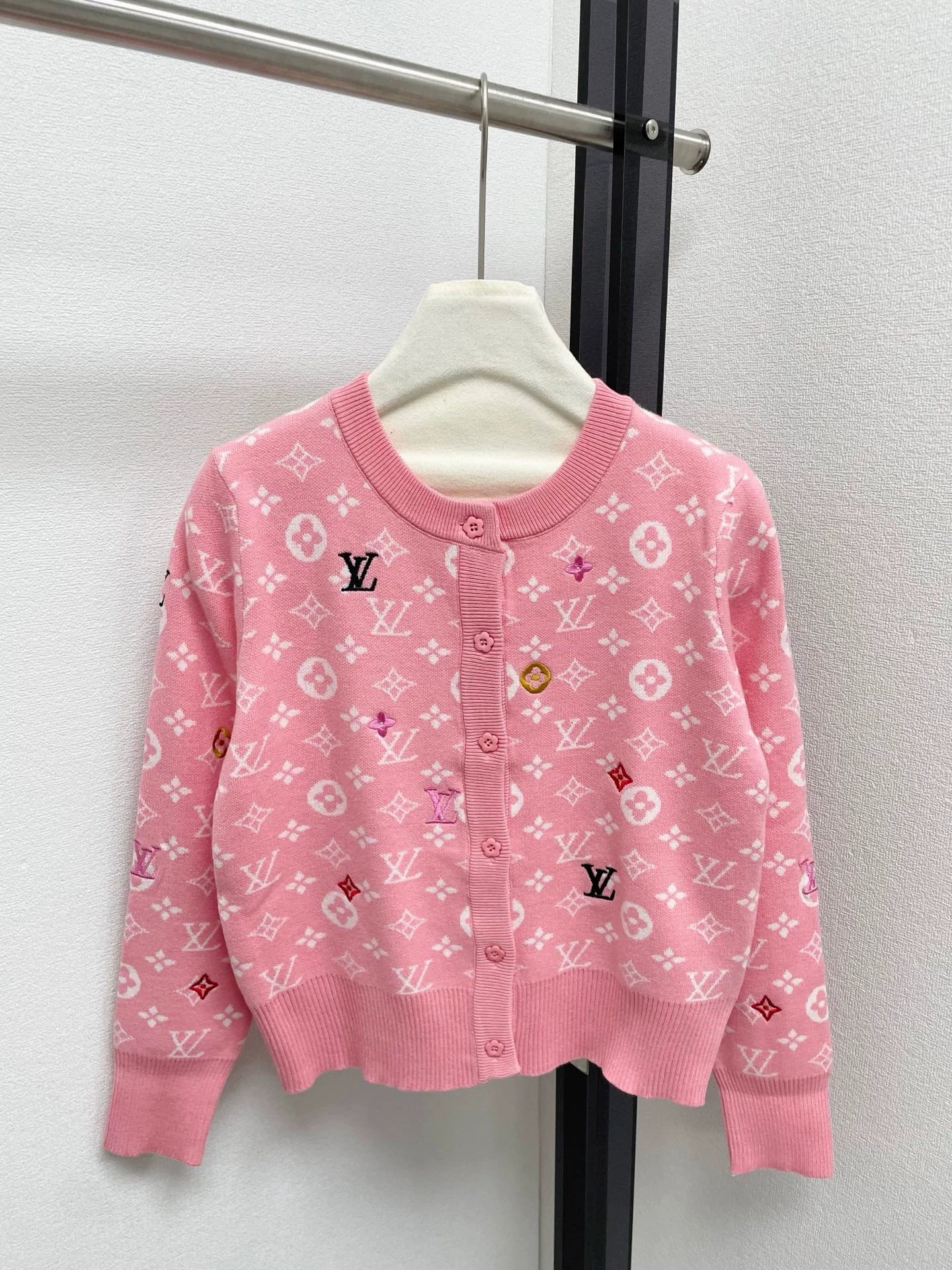 25fw Full printed vintage knitted cardigan