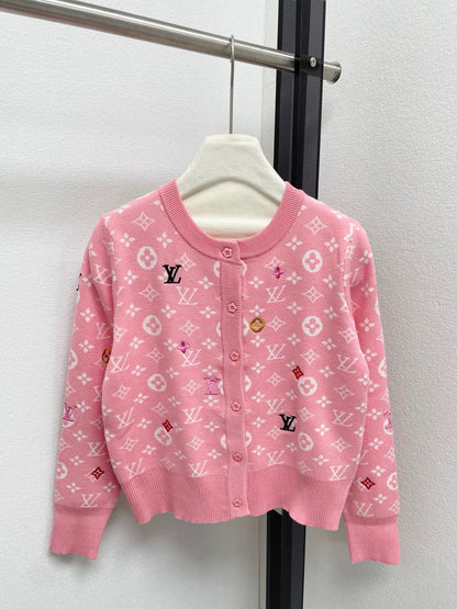 25fw Full printed vintage knitted cardigan