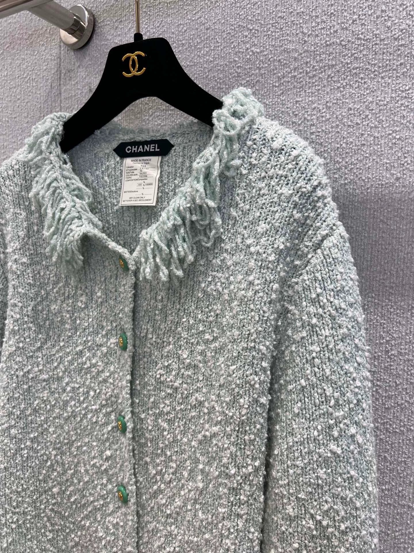 25fw Tassel collar dopamine knit cardigan