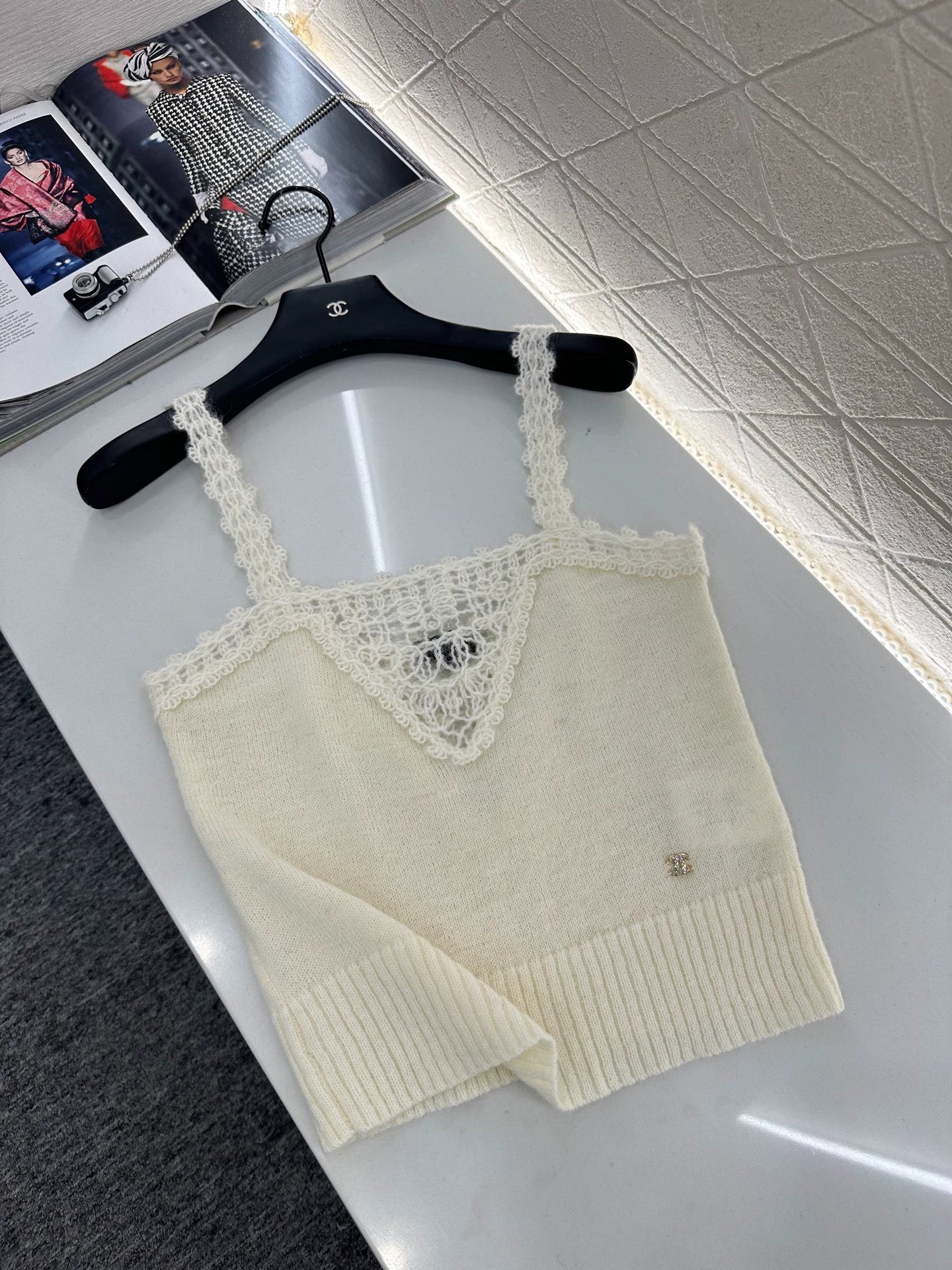 Openwork Lace Knit Vest