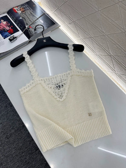 Openwork Lace Knit Vest
