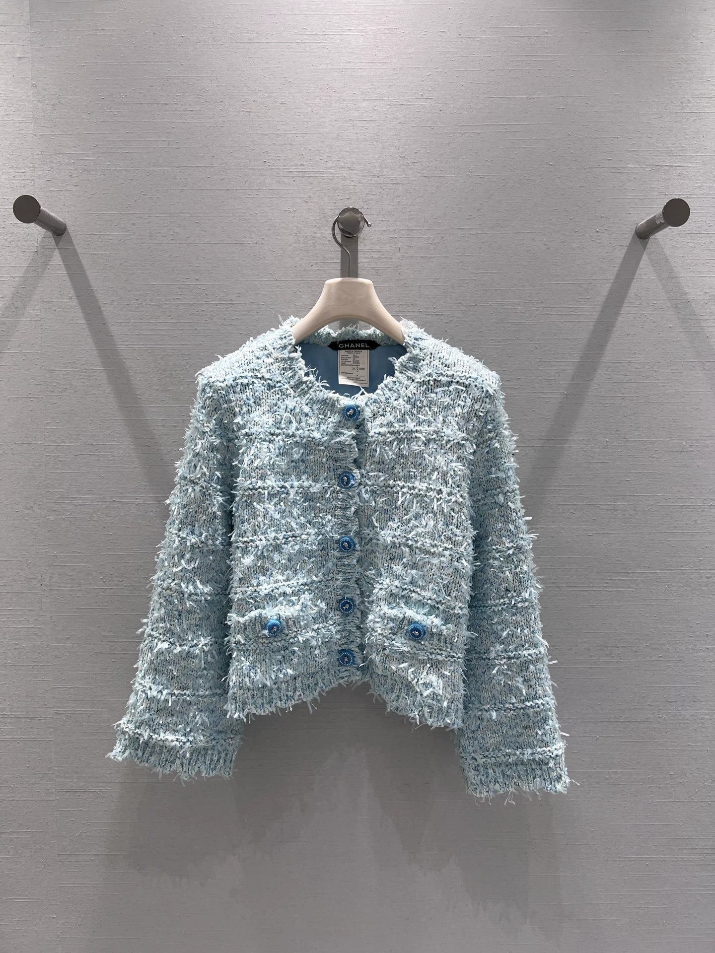 Wool blend tweed cardigan