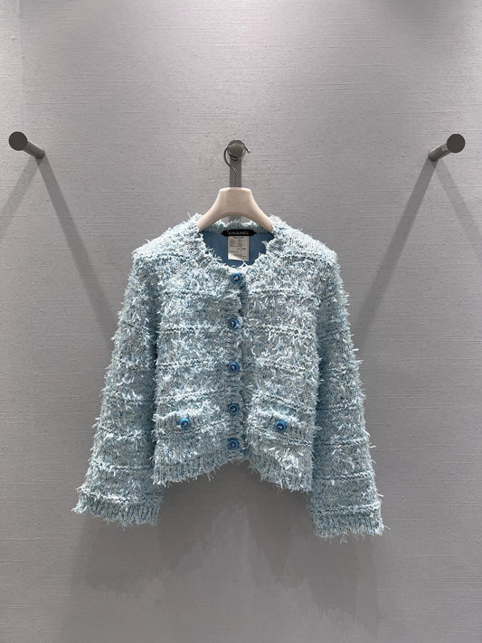 Wool blend tweed cardigan