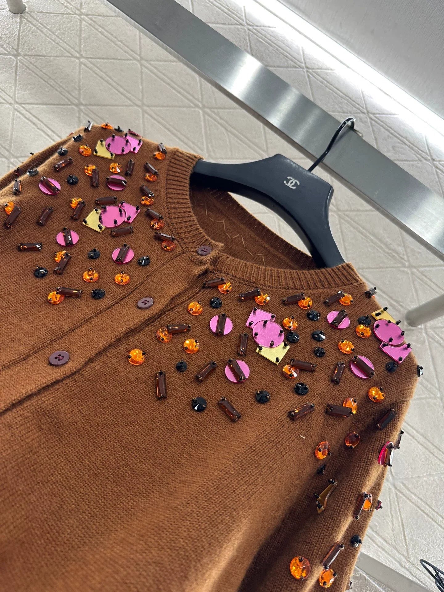 25fw Sequin studded cardigan