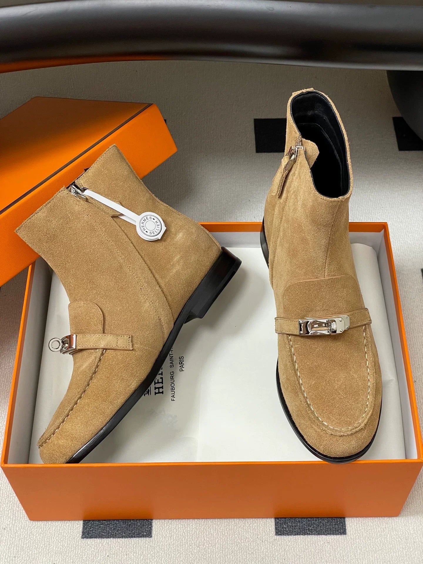 25Fw flat bottomed side zipper short boots