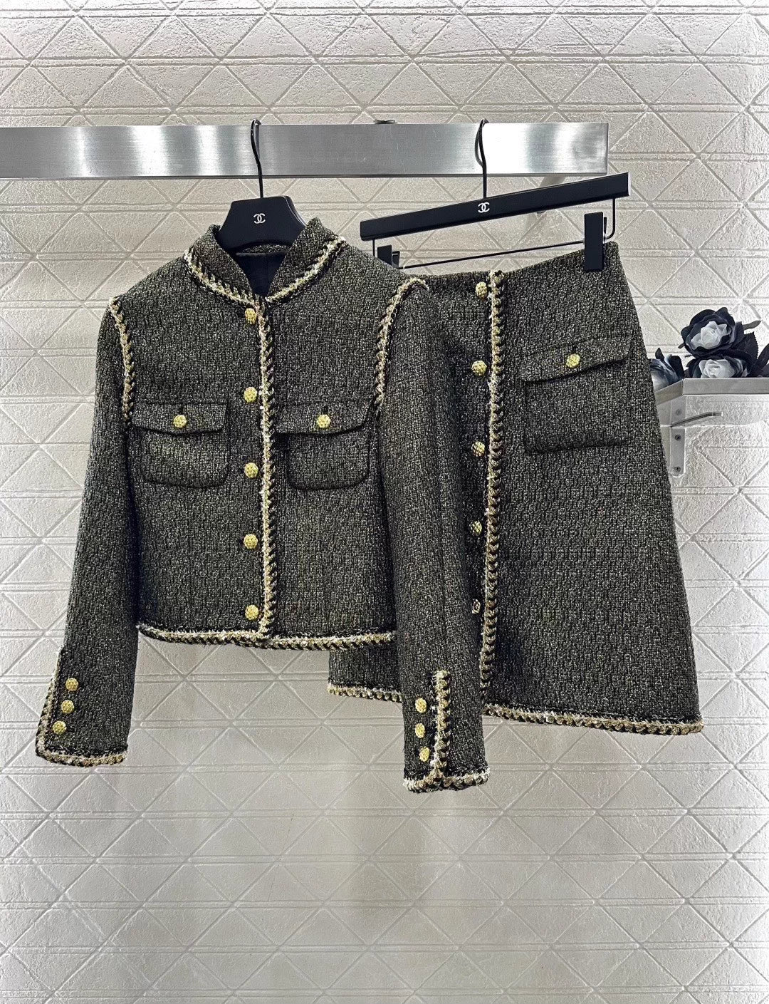 Stand Collar Knitted Set