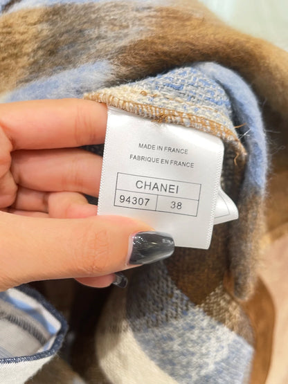 25fw Splicing plaid woolen cotton coat jacket (vintage series)