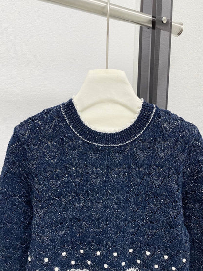 25fw Gradient lace patchwork sweater