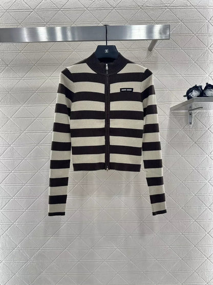 25fw Striped knitted cardigan