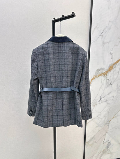 25fw Blue plaid blazer