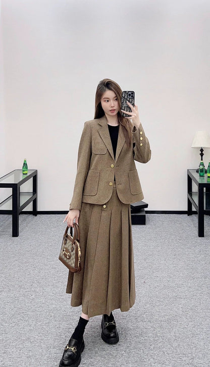 25fw Blazer and midi pleated skirt set