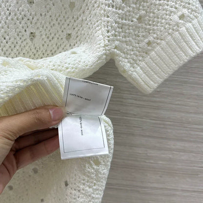 25fw hollow crocheted short-sleeved top