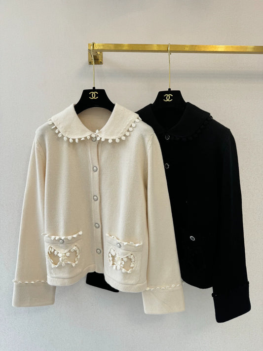 Pearl lace knitted cardigan