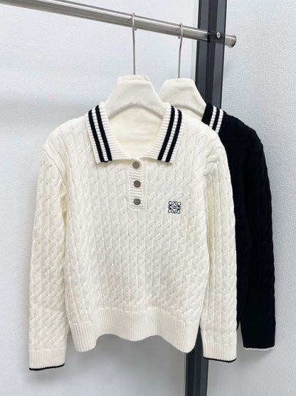 25fw Flower knitted polo shirt