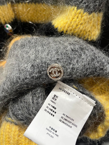 Mohair color blocked striped vest