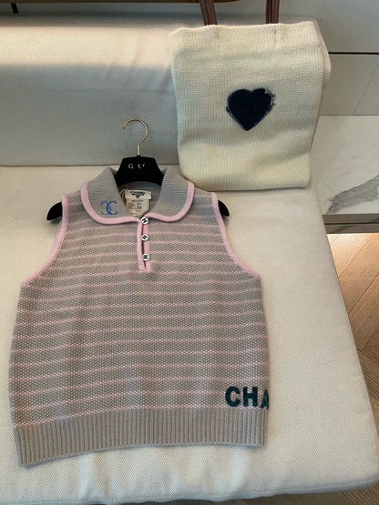 25fw Collar striped sleeveless vest (vintage series)