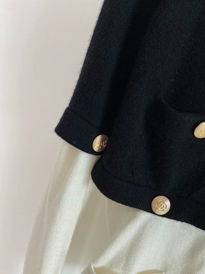 25fw Lion head buckle spliced knitted sweater（Medieval Series）