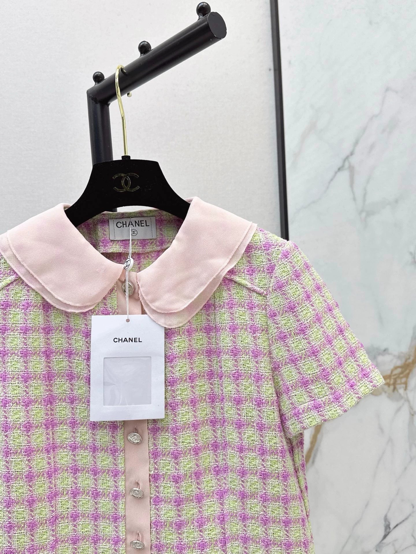 25fw Pink short sleeves with doll collar