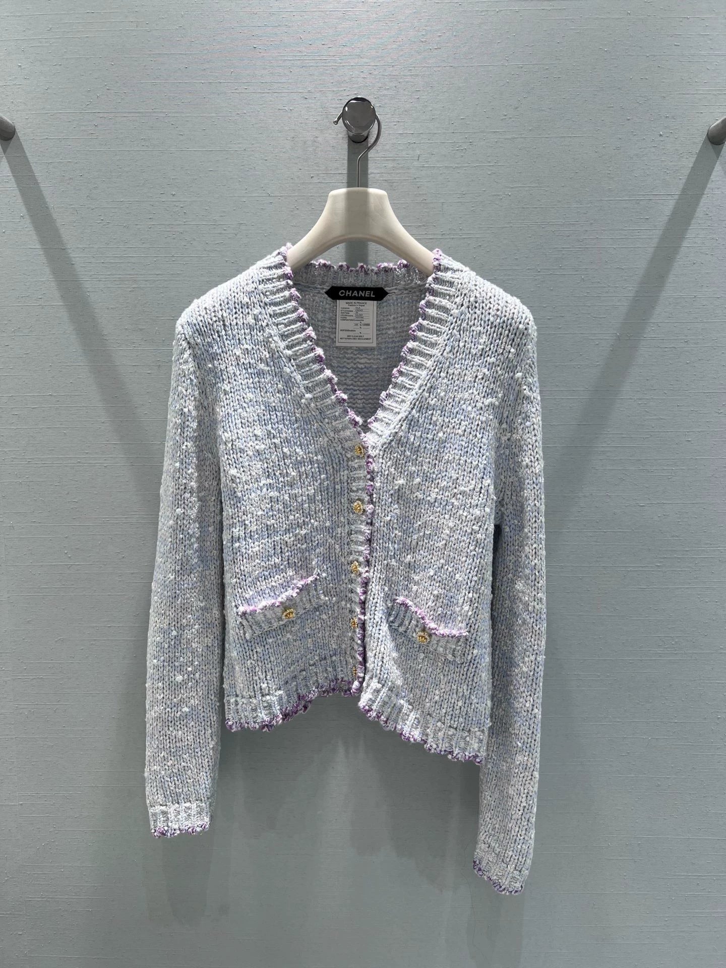 Peter Pan collar wool knit cardigan