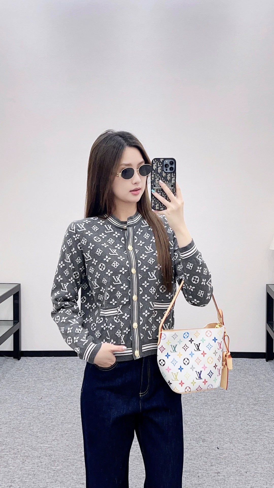 25fw Jacquard knitted cardigan