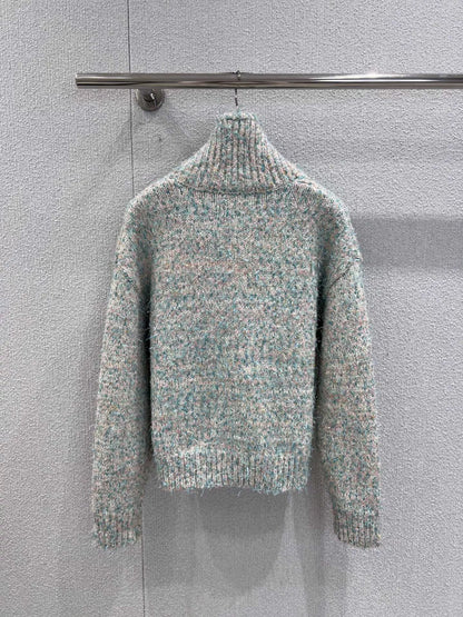 Flip collar single breasted knitted cardigan