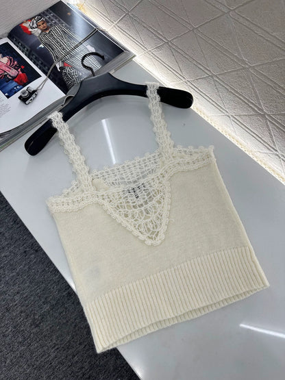 Openwork Lace Knit Vest