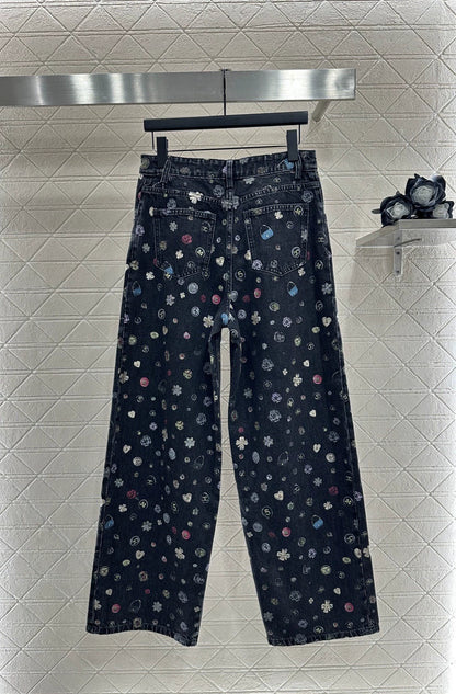 25fw Wide leg laser denim pants