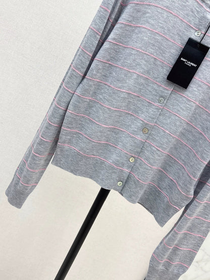 25fw Striped knitted cardigan