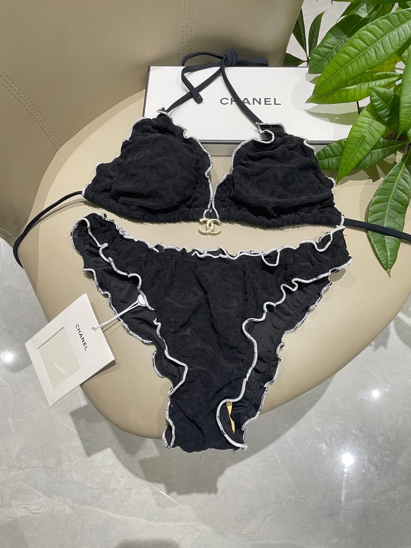 25 New bikini terry logo split swimsuit