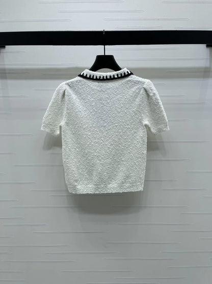 Color blocking lapel short sleeved shirt