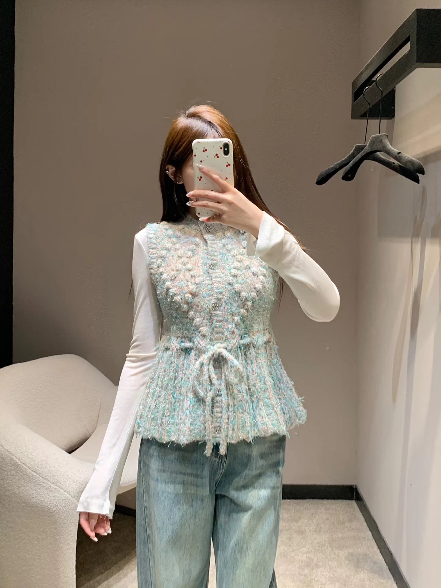 Handmade crochet lace cashmere vest