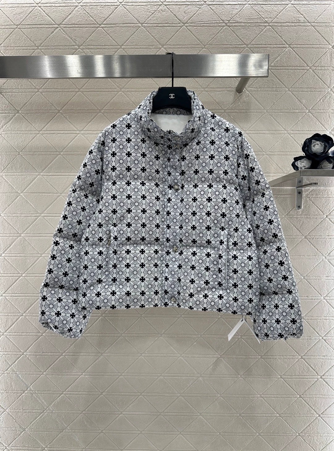 Cross printed cotton jacket